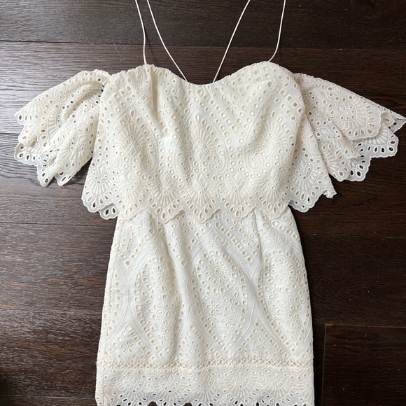 Saylor Ivory Eyelet off the Shoulder dress - Picture 4 of 12